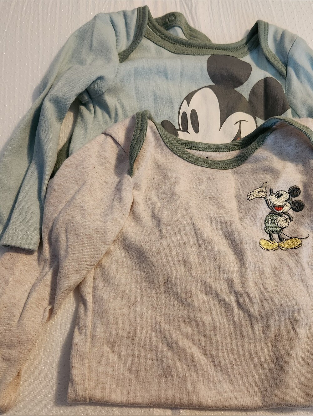 Disney Mickey Mouse Baby Long Sleeve Onsies - Blue & Cream